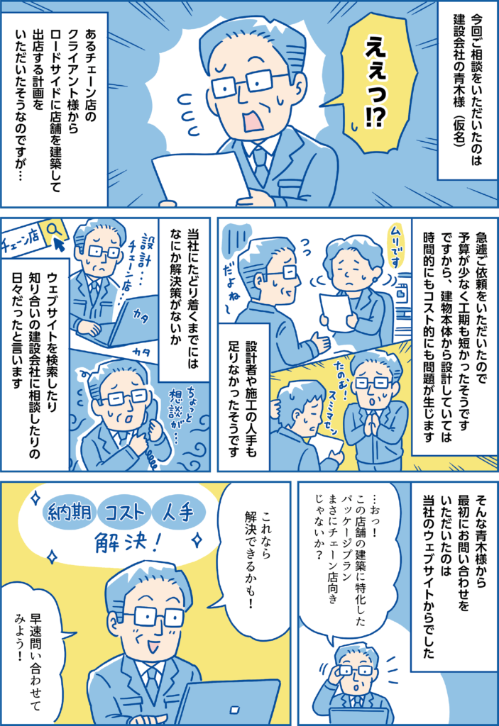 クライアント様への提案事例紹介ブログ用漫画（株式会社システムハウスR&C様）